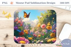 Butterfly Mouse Pad Design, Flowers Mouse Pad Sublimation Product Image 1