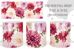 Dahlia Flower Mug Sublimation Wrap Floral Pastel Design Product Image 1