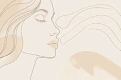 Drawing of a woman's face with closed eyes and flowing hair Product Image 1