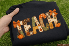 Peach Patchwork TEACH PNG Design teach png, teacher png Product Image 5