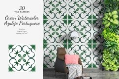 Watercolor Portuguese Tiles| Green Azulejo Product Image 5