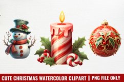 Watercolor Cute Christmas Clipart, Christmas Clipart Product Image 1