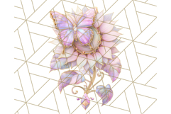 Stained Glass Butterfly and Sunflower PNG Clipart Product Image 5
