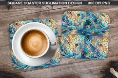 Swan Coaster Sublimation, Valentine Coaster PNG Design Product Image 1