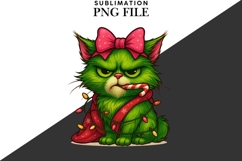 Funny Christmas green cat png design for T-shirts Product Image 2