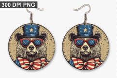 Bear Earring Sublimation PNG - 4th of July Earring Design Product Image 1