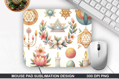 Flower Mouse Pad Sublimation, Easter Mouse Pad PNG Design Product Image 1
