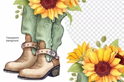 Cowboy boots with sunflowers, Watercolor Cowboy Boots, Boots Product Image 3