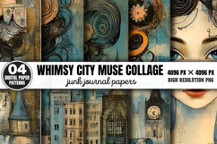 Whimsy City Muse Collage Journal Paper PNG Product Image 1