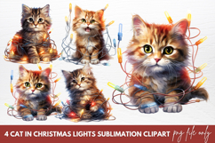 Cat In Christmas Lights Sublimation Clipart Product Image 1