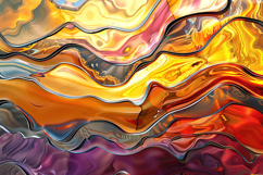 Vibrant Amber and Sunset Liquid Chrome Waves Background Product Image 1