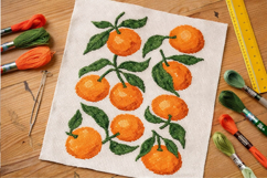 Cross stitch oranges retro eclectic pattern digital file emb Product Image 5