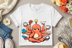 Funny Multitasking Octopus Cartoon Productivity Chaos Cute Product Image 7