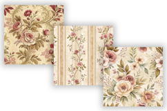 Honey Beige Toile Digital Paper Pack, Vintage Floral Toile Product Image 5