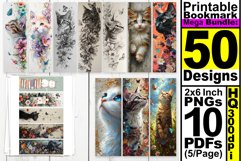 50x Cat Sublimation Bookmark Bundle PNG, Kitty, Cat Lover Product Image 2