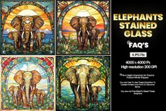 Elephant Stained Glass Square Coaster - 04 Variations Product Image 2