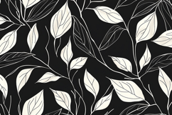 Black and white illustration of leaves on a dark background Product Image 1