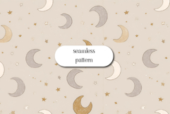 Moon and Stars Seamless Pattern Neutral Celestial Design Product Image 1