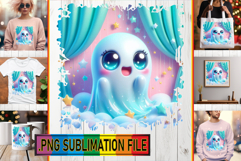Timeless Tote Bag Designs PNG, 3D Cute Ghost Product Image 1