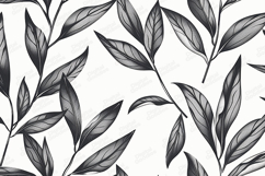 Minimalist Monochrome Leaf Sketch Pattern Background Product Image 1