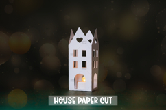 3D Paper House Lantern Template, Layered Paper Cut Christmas Product Image 1