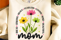 Mother's Day PNG, Faux Yarn She is Mom PNG, Boho Mama Floral Product Image 3