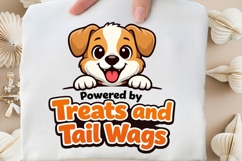 Powered by Treats and Tail Wags Cute Puppy Shirt Design Product Image 5