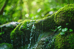 Mossy Forest Waterfall and Zen Stream Background Product Image 1