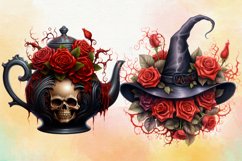 Gothic Halloween Watercolor Clipart Bundle, Gothic Halloween Product Image 6