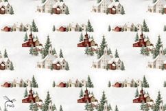 Old Christmas Town digital paper, background clipart Product Image 5