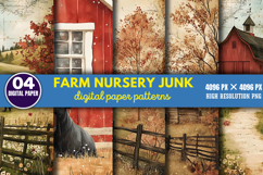 Farm Nursery Junk Journal Digital Paper Pattern PNG Product Image 1