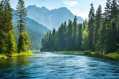 Alpine Mountain Lake Forest Landscape Background Product Image 1