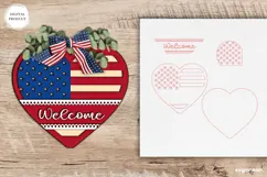 Patriotic Heart Welcome Sign Laser Cut | 4th of July | SVG Product Image 2