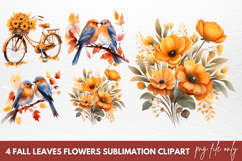Fall Leaves Flowers Sublimation Clipart Product Image 1