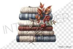 Red berry branch knitted autumn fabric stack PNG material Product Image 1
