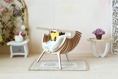 Miniature shield chair with 3 legs digital vector file, doll Product Image 5