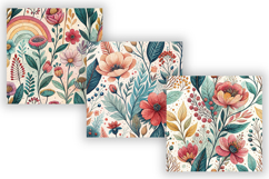 Colorful Boho Floral Seamless Patterns, Vibrant Watercolor Product Image 5