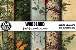 Woodland Junk Journal Digital Paper Bundle PNG Product Image 5