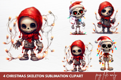 Christmas Skeleton Sublimation Clipart Product Image 1