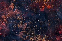 Splatters of red and gold paint on a black surface Product Image 1
