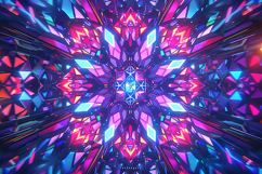 Vibrant Neon Kaleidoscope Geometric Pattern Background Product Image 1