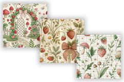 Cottagecore Strawberry Gingham Paper, Seamless Watercolor Product Image 5