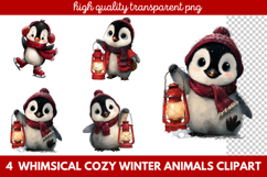 Whimsical Cozy Winter Animals Clipart | Cute Snowy Forest Product Image 1