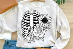 Rib Cage Floral PNG | Skeleton Sunflower Rose PNG Product Image 1