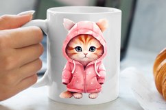 Winter Cute Pink Cat Clipart Sublimation, Christmas Pink PNG Product Image 5
