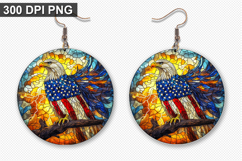 Eagle Earring Sublimation PNG - 4th of July Earring Design Product Image 1
