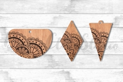 3 Mandala Earrings Pendant SVG File for Laser Cut, Jewelry Product Image 2