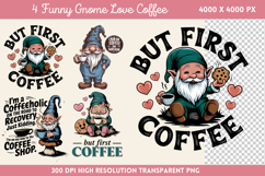 Funny Gnome Love Coffee Sublimation PNG Product Image 1