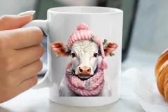 Beautiful Christmas Cow Clipart, Christmas Cow Clipart Product Image 5