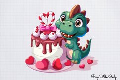 Peeking Dinosaur Valentines Day Clipart PNG Product Image 1